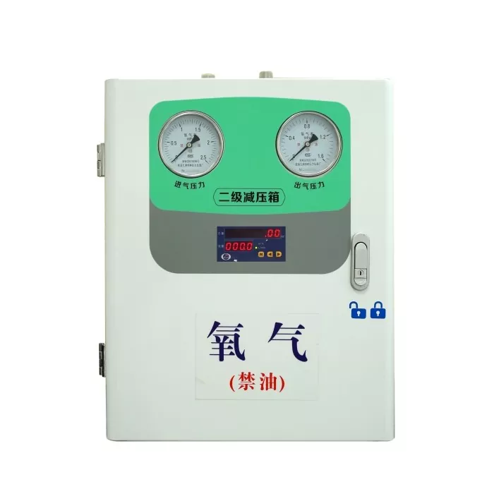 Parvus fluxus pressura reducing buxum cum flowmeter